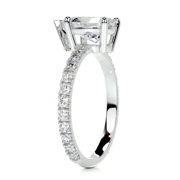 1.5 Ct Pear Cut Moissanite Silver Half Eternity Set Engagement Ring