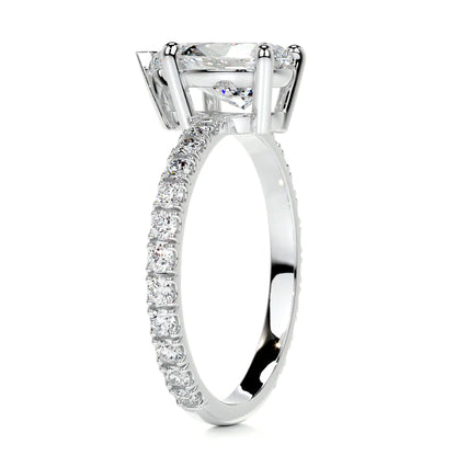 1.5 Ct Pear Cut Moissanite Silver Half Eternity Set Engagement Ring