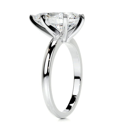 Pear Cut Moissanite Solitaire Six Prong Set Silver Engagement Ring