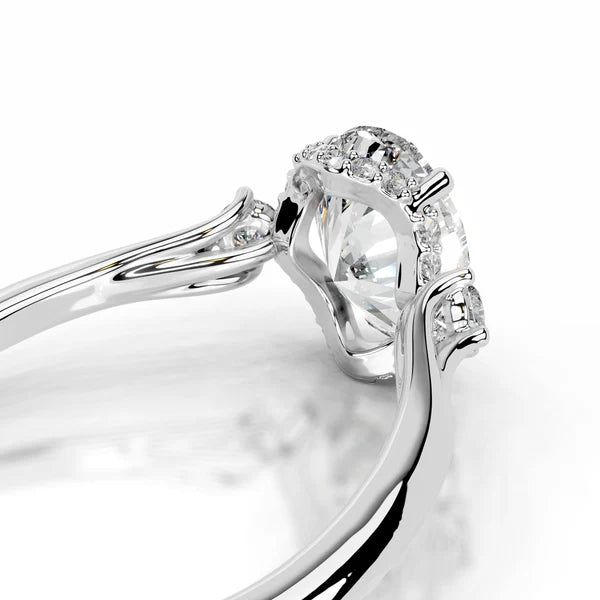 Oval Cut Moissanite Silver Three stone Engagement Ring