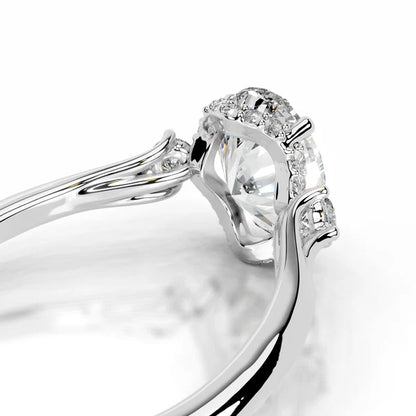 Oval Cut Moissanite Silver Three stone Engagement Ring
