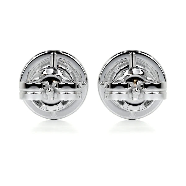Round Cut Moissanite Silver Halo Earring
