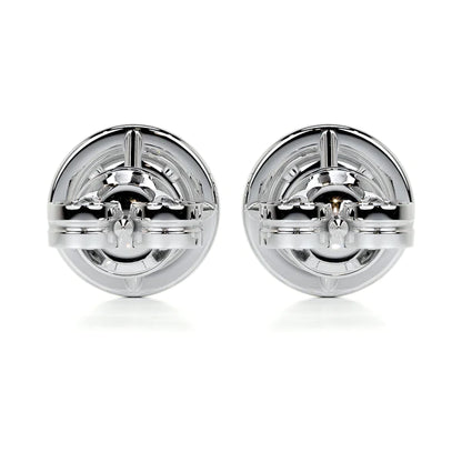 Round Cut Moissanite Silver Halo Earring