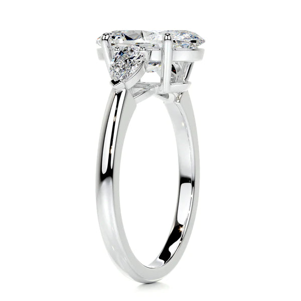 4.2 Ct Oval Cut Moissanite Diamond Three Stone Set Silver Engagement Ring