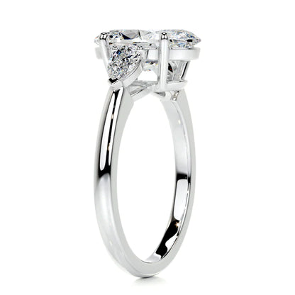 4.2 Ct Oval Cut Moissanite Diamond Three Stone Set Silver Engagement Ring