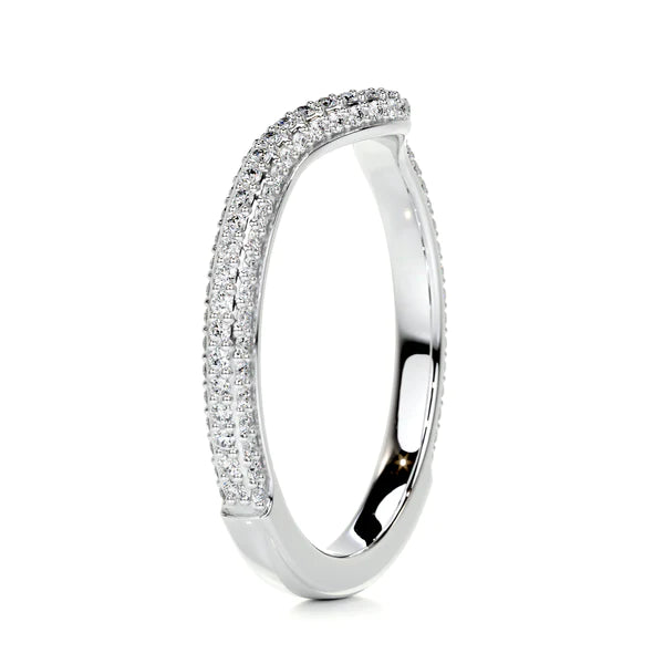 0.75 CTW Round Cut Moissanite Silver Wedding Band