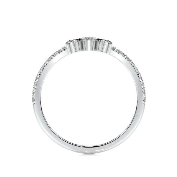 0.5 CTW Round and Marquise Cut Moissanite Silver Wedding Band