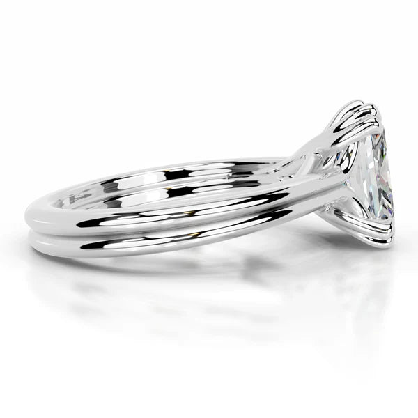 Radiant Cut Moissanite Silver Engagement Ring