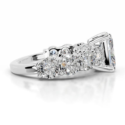 Radiant Cut Moissanite Stone Accented Shank Silver Engagement Ring