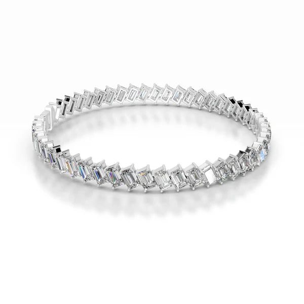 12.0 CTW Emerald Cut Moissanite Silver Tennis Bracelet