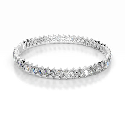 12.0 CTW Emerald Cut Moissanite Silver Tennis Bracelet