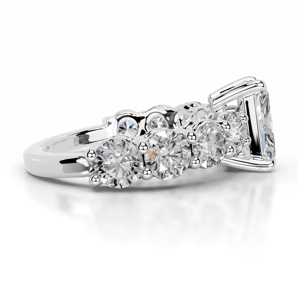 Radiant Cut Moissanite Silver Accented Shank Engagement Ring