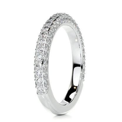 0.8 CTW Round Cut Moissanite Silver Pave Set Wedding Band
