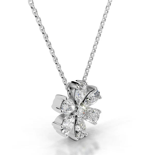 1.8 CTW Moissanite Silver Flower Pendant