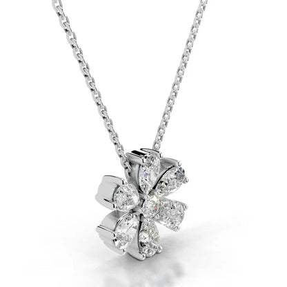 1.8 CTW Moissanite Silver Flower Pendant