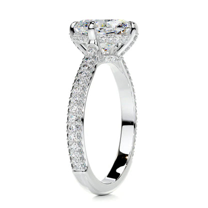 Oval Cut Moissanite Silver Pave Set Engagement Ring