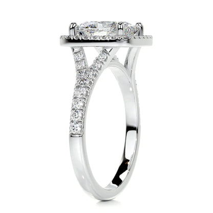 Cushion Cut Moissanite Silver Split Shank Engagement Ring