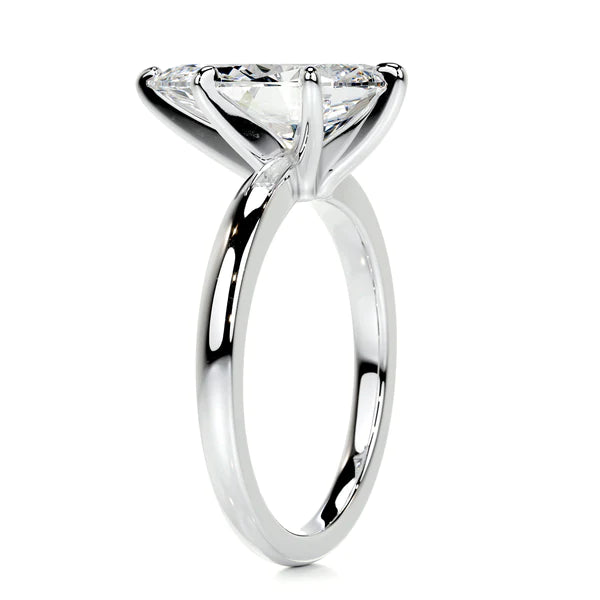 Pear Cut Moissanite Six Prong Set Solitaire Silver Engagement Ring