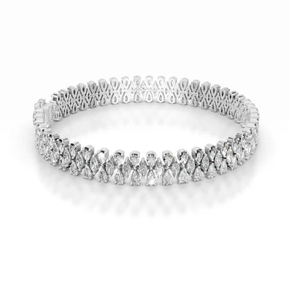 10.0 CTW Pear and Marquise Cut Moissanite Silver Tennis Bracelet