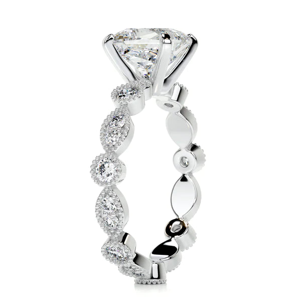 Princess Cut Moissanite Silver Engagement Ring