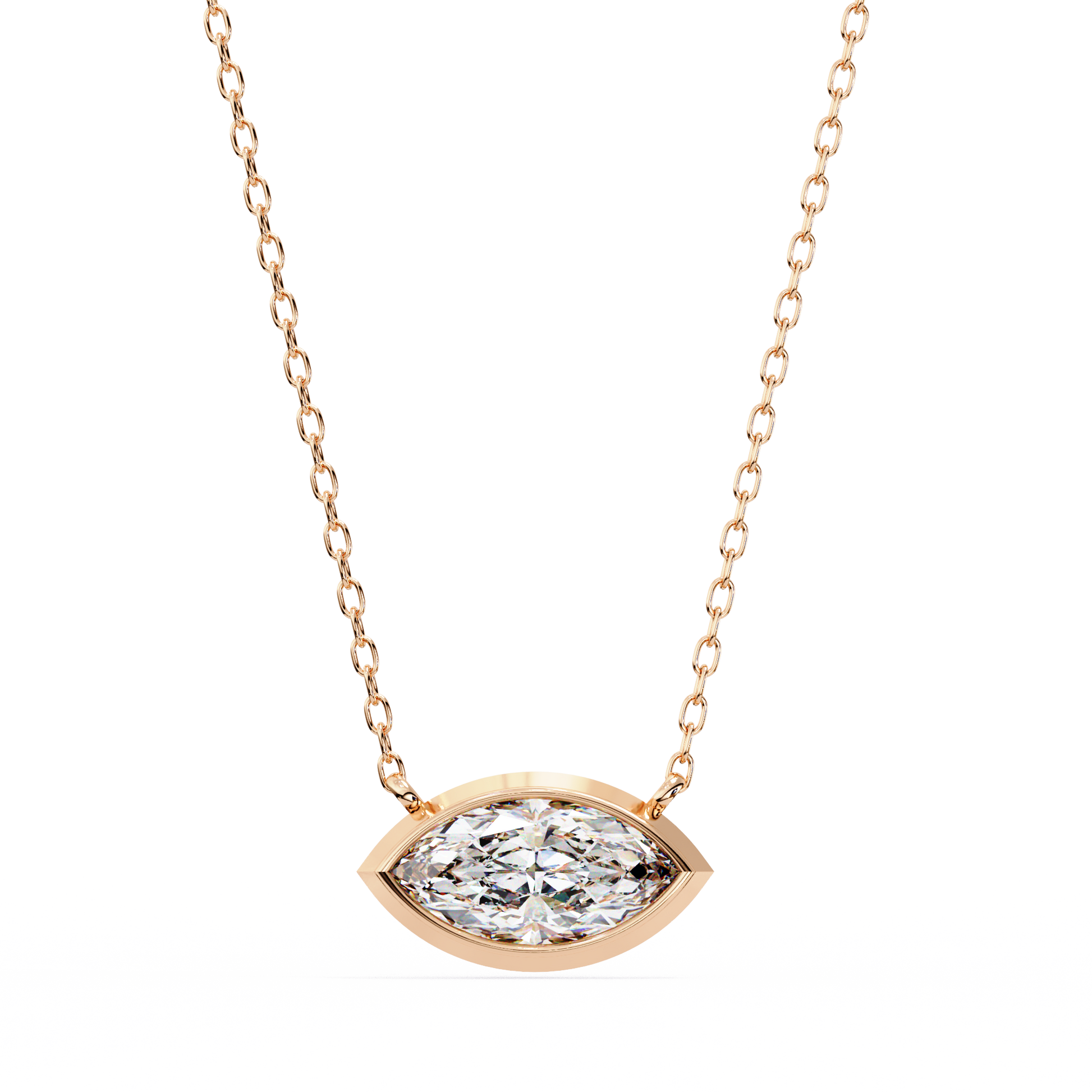 1.00 CT Marquise Cut Lab Grown Diamond Bezel Pendant