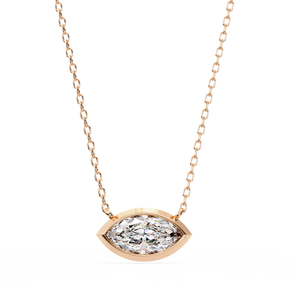 1.00 CT Marquise Cut Lab Grown Diamond Bezel Pendant