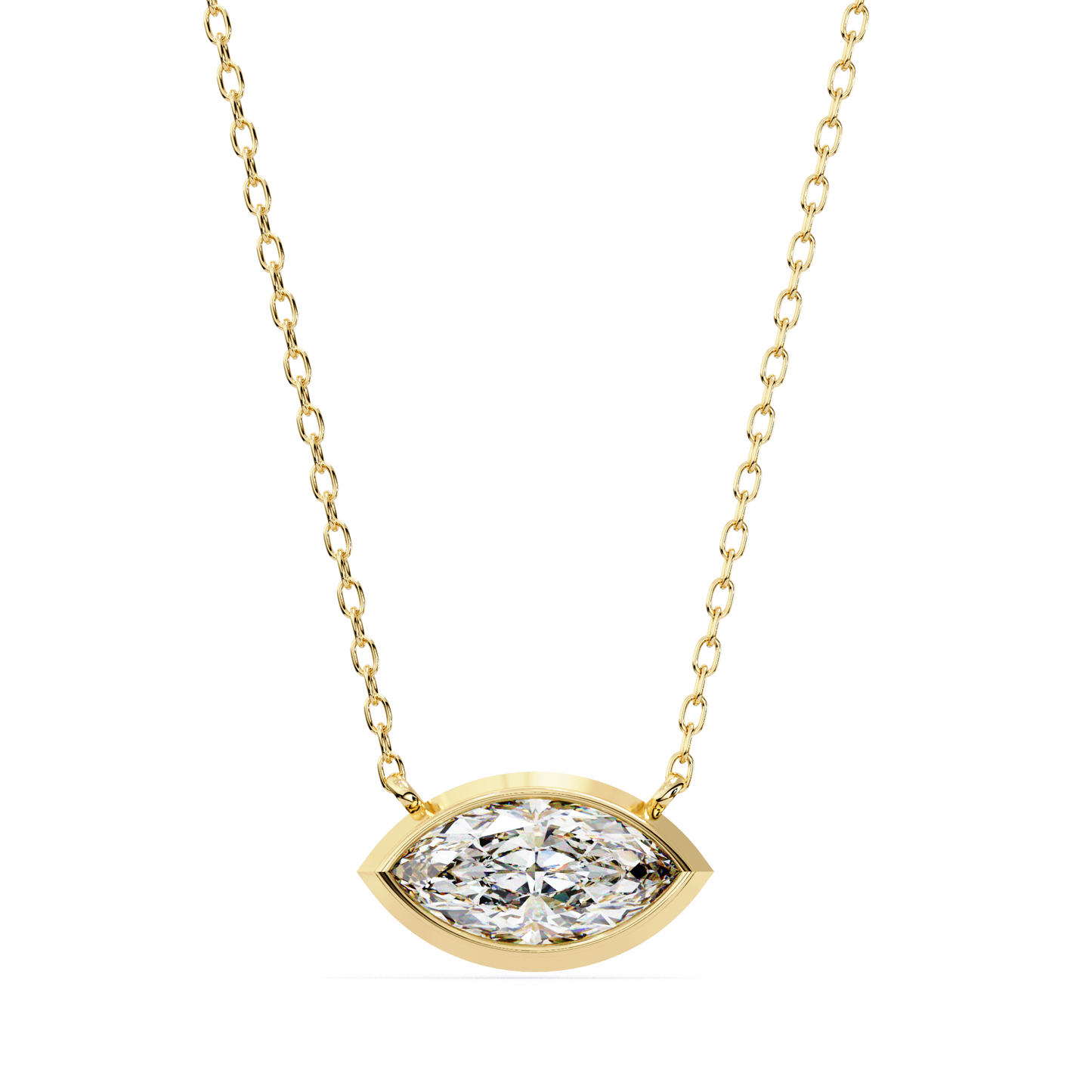 1.00 CT Marquise Cut Lab Grown Diamond Bezel Pendant