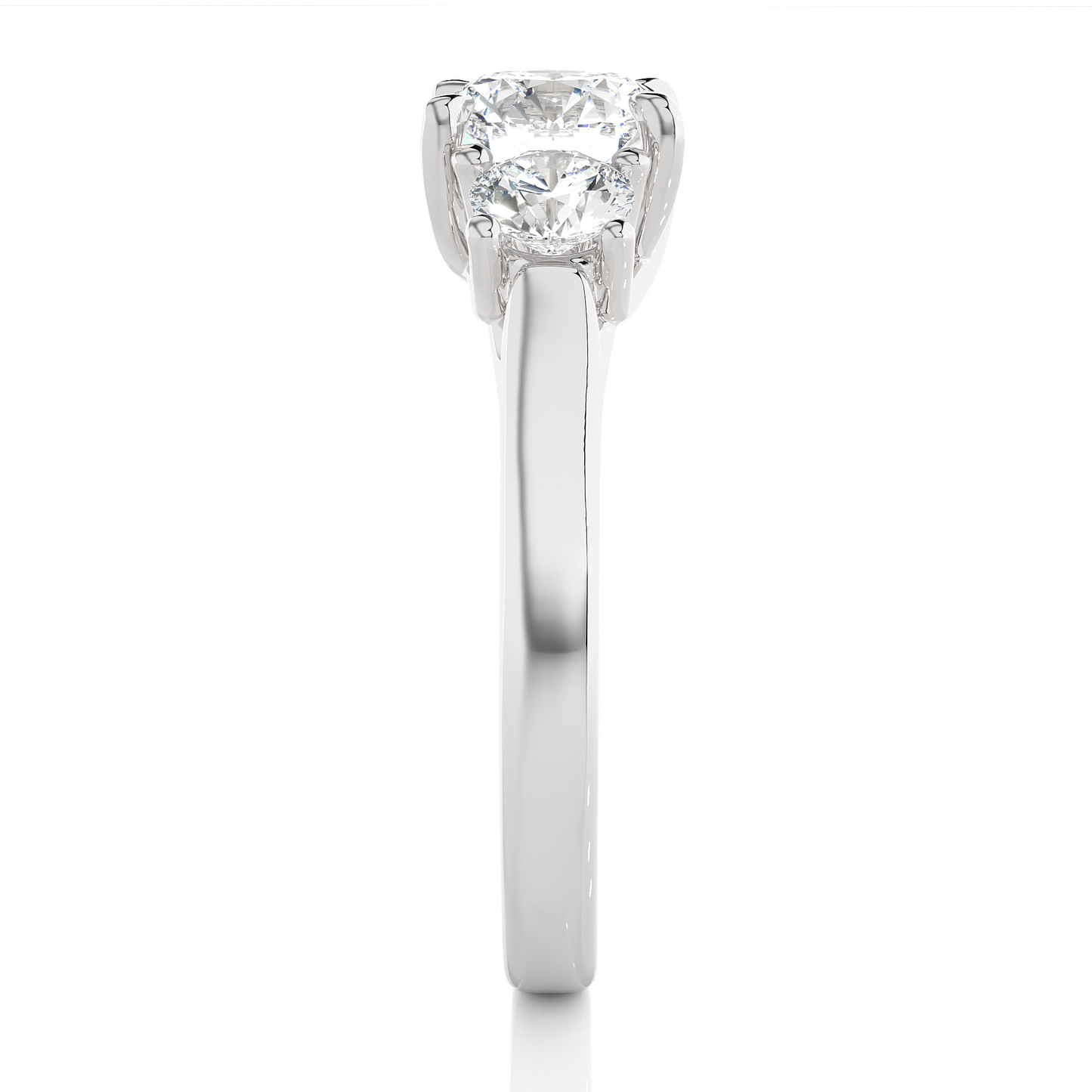 1.90 Ct Round Cut Lab Grown Diamond Three Stone Engagement Ring