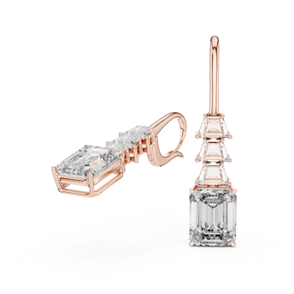 Emerald Cut Lab Grown Diamond Drop Earrings