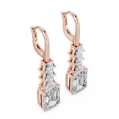 Emerald Cut Lab Grown Diamond Drop Earrings