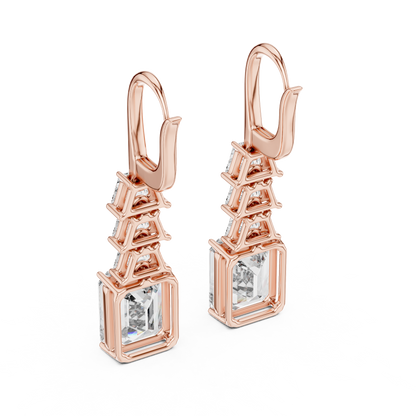 Emerald Cut Lab Grown Diamond Drop Earrings