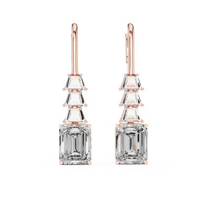 Emerald Cut Lab Grown Diamond Drop Earrings