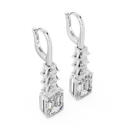 Emerald Cut Lab Grown Diamond Drop Earrings