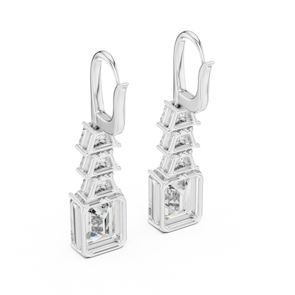 Emerald Cut Lab Grown Diamond Drop Earrings