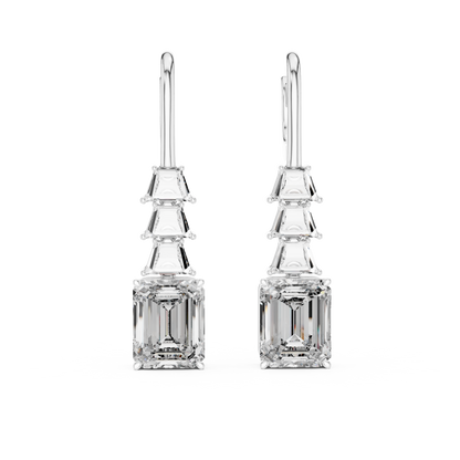 Emerald Cut Lab Grown Diamond Drop Earrings