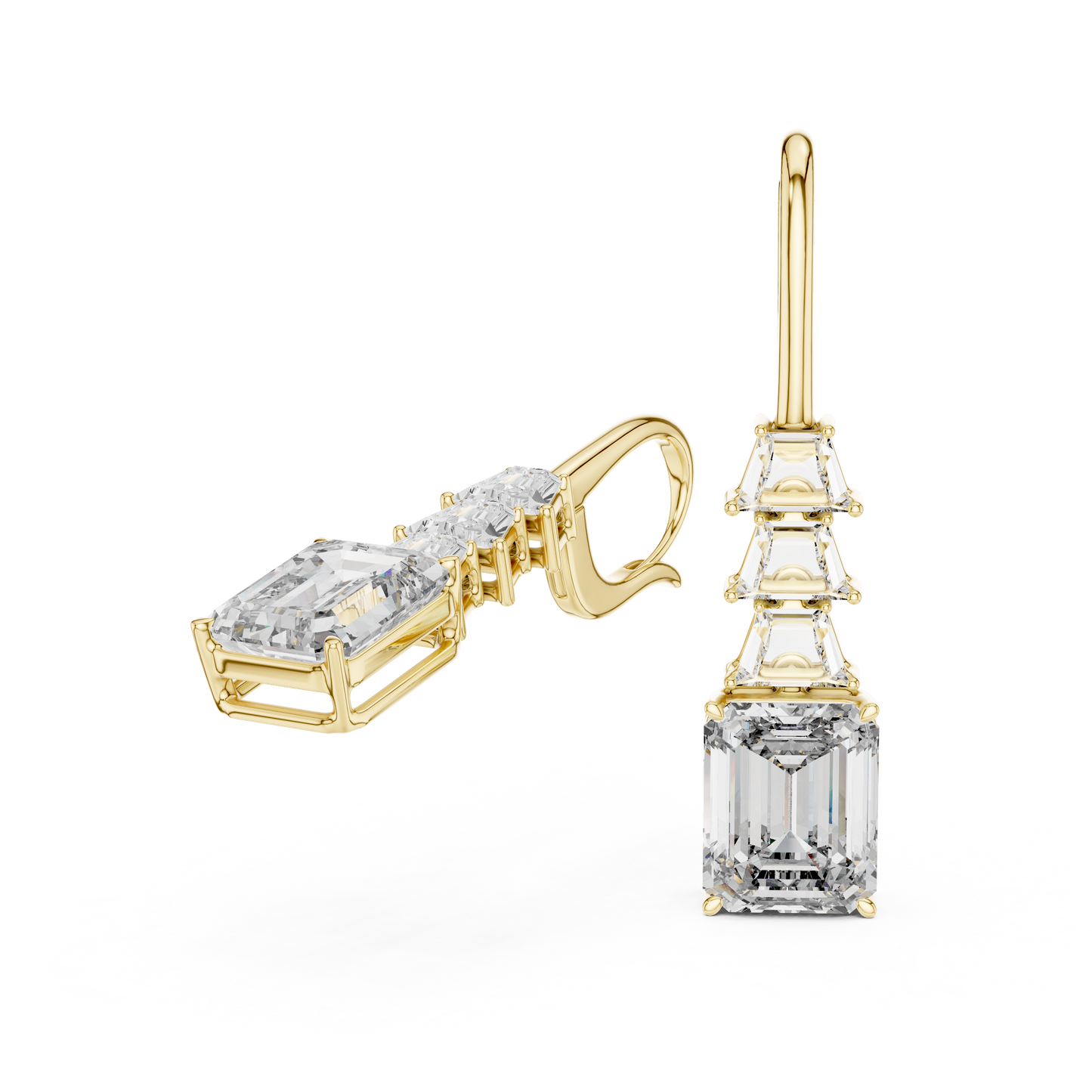 Emerald Cut Lab Grown Diamond Drop Earrings