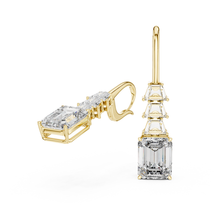 Emerald Cut Lab Grown Diamond Drop Earrings