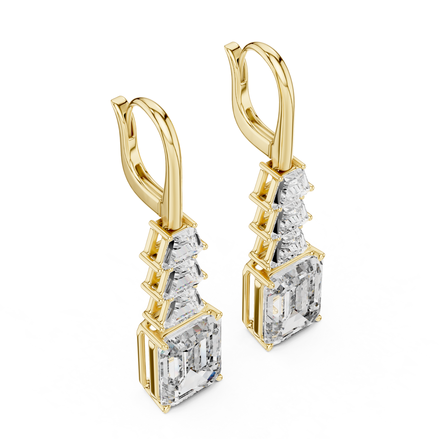 Emerald Cut Lab Grown Diamond Drop Earrings