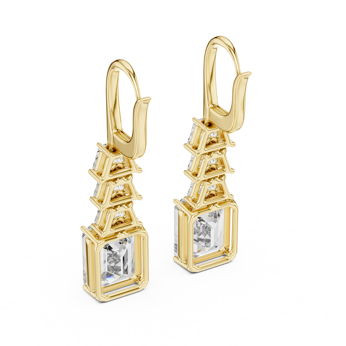 Emerald Cut Lab Grown Diamond Drop Earrings