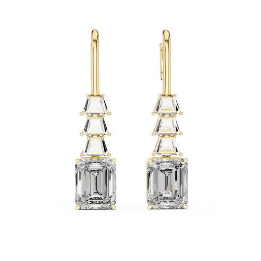 Emerald Cut Lab Grown Diamond Drop Earrings