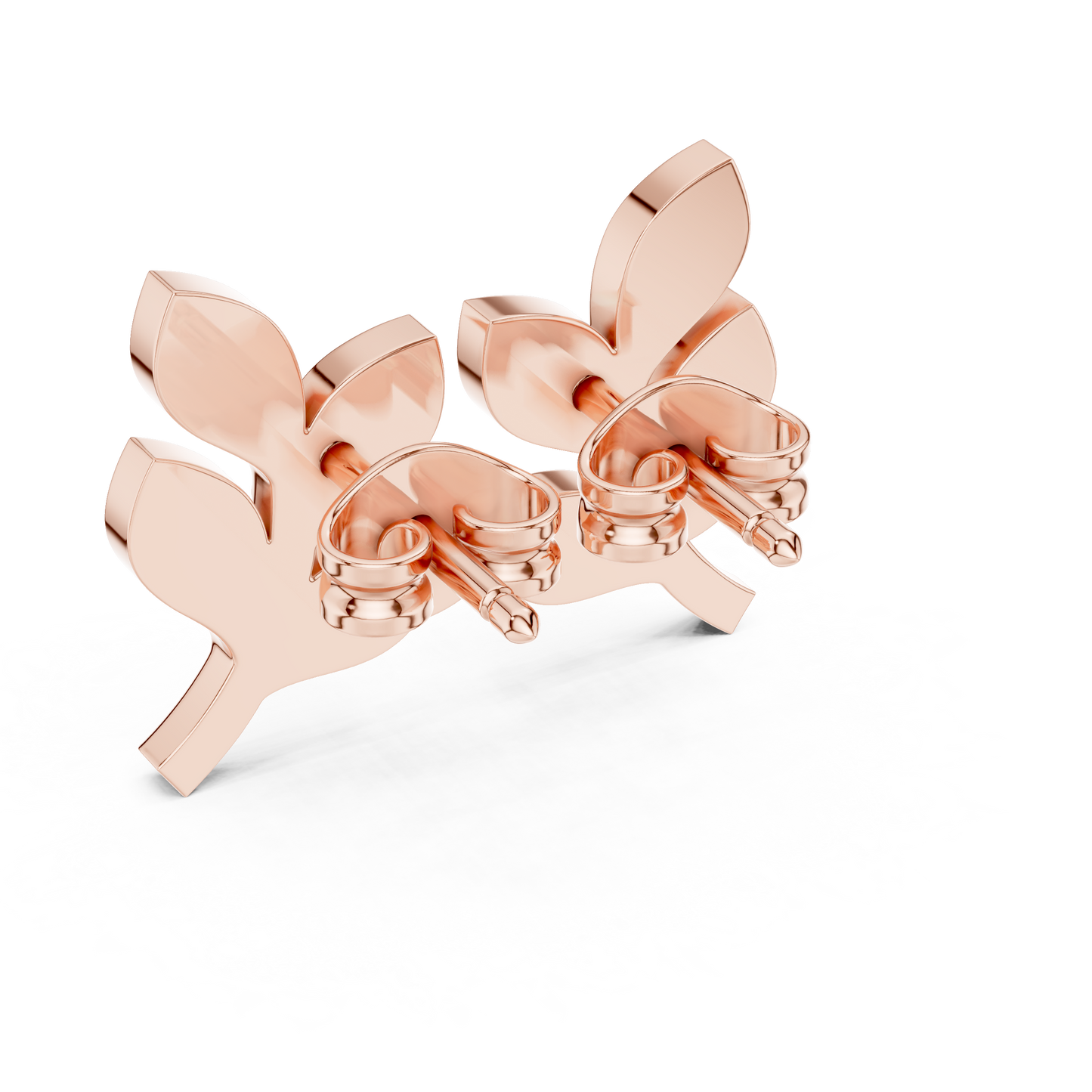 Lab Grown Diamond Leaf Branch Stud Earrings in White Gold