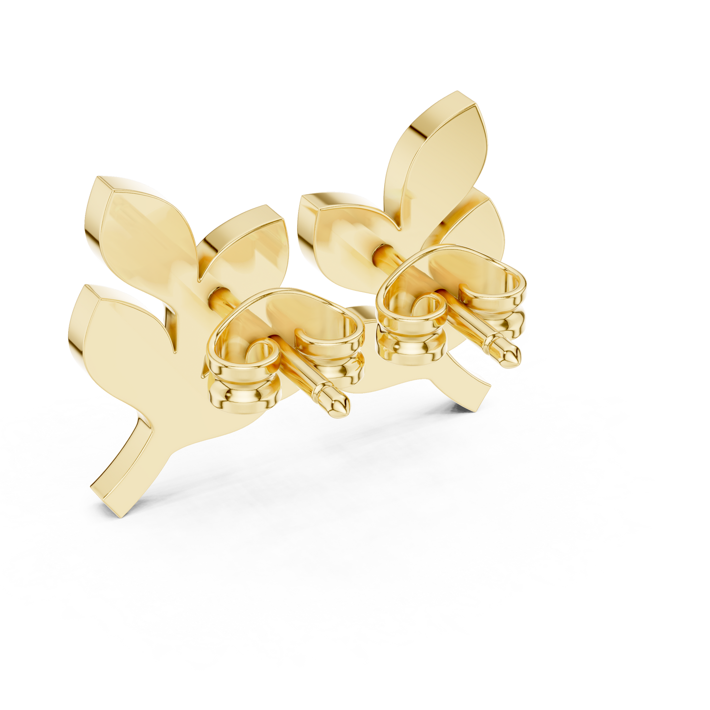 Lab Grown Diamond Leaf Branch Stud Earrings in White Gold