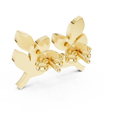 Lab Grown Diamond Leaf Branch Stud Earrings in White Gold