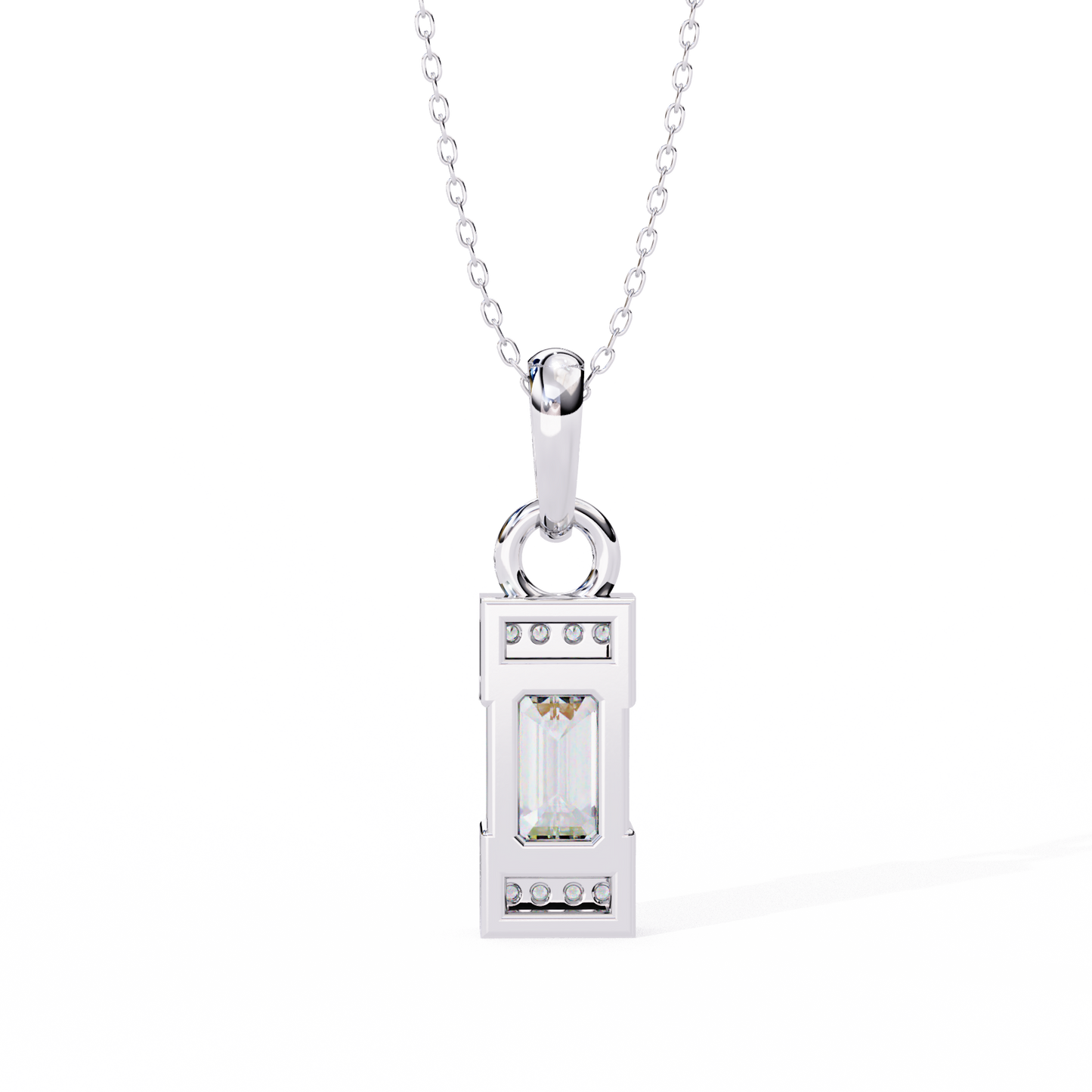 Emerald Cut Lab Grown Diamond Gold Pendant