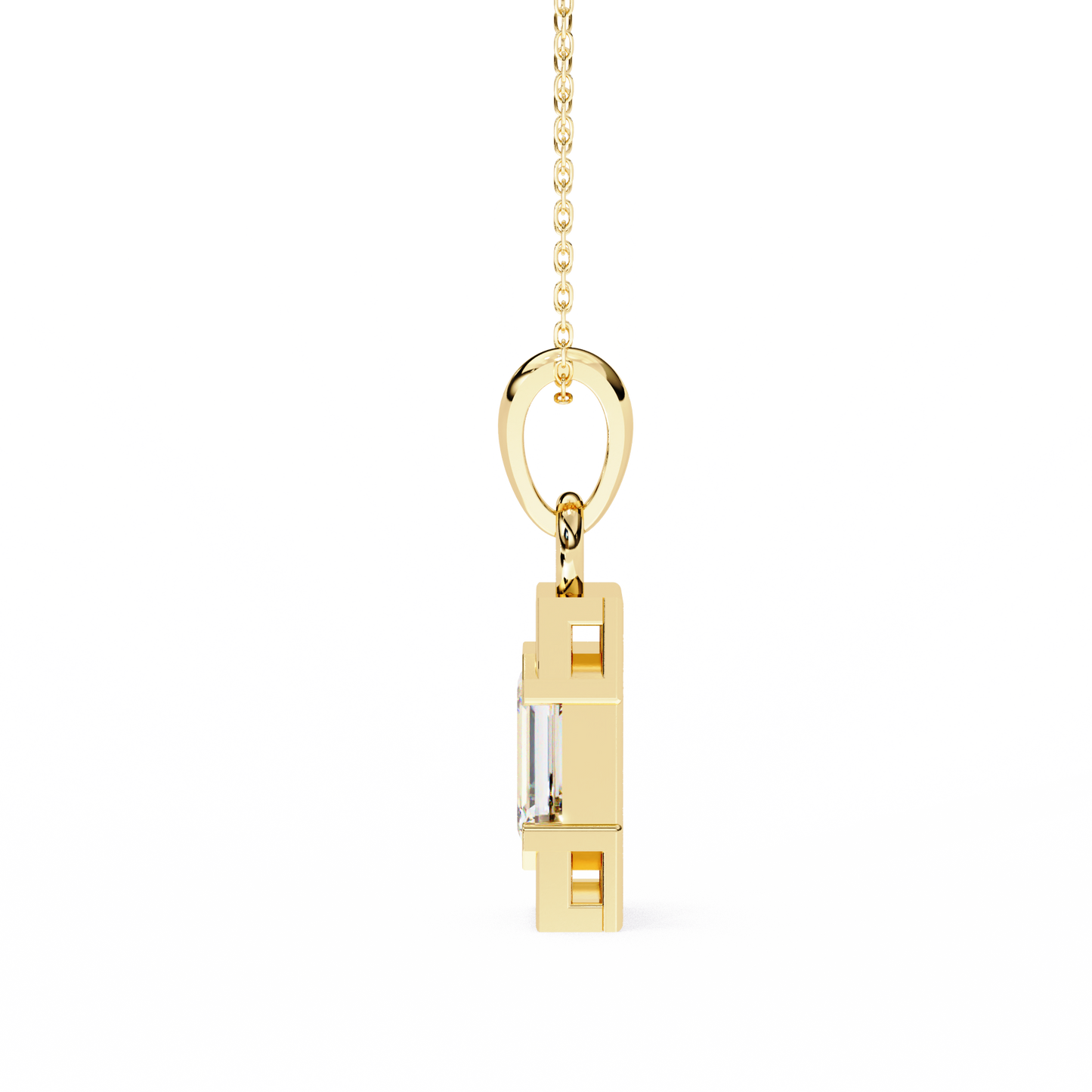 Emerald Cut Lab Grown Diamond Gold Pendant