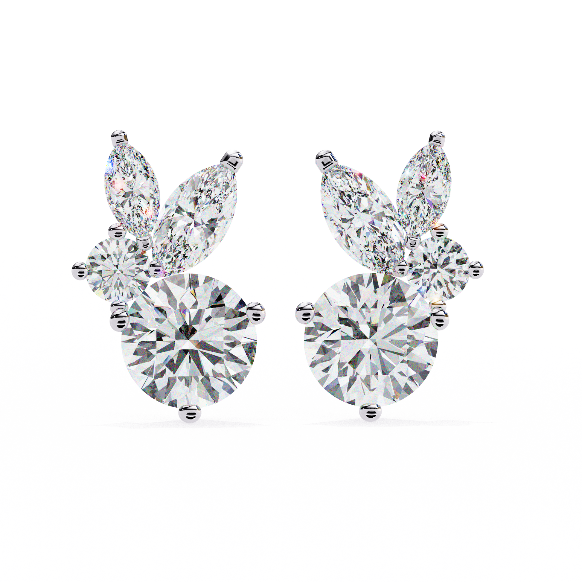 Round And Marquise Duo Studs