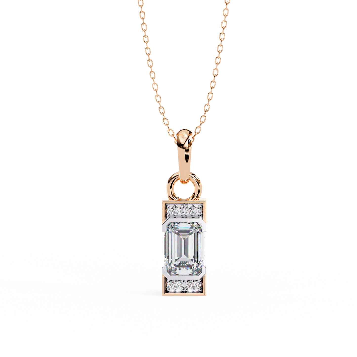 Emerald Cut Lab Grown Diamond Gold Pendant