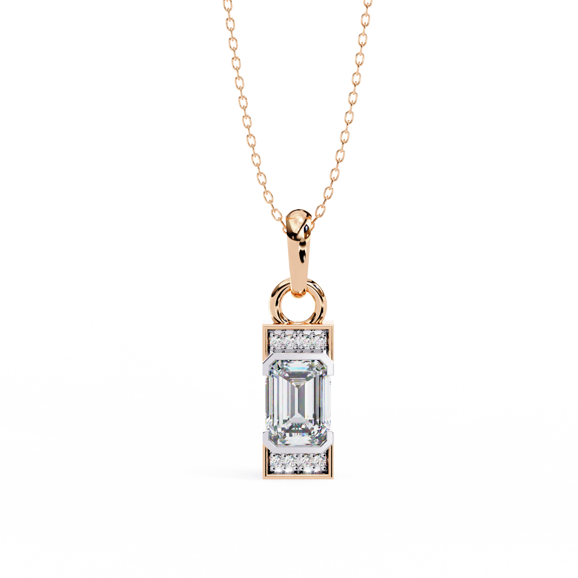 Emerald Cut Lab Grown Diamond Gold Pendant