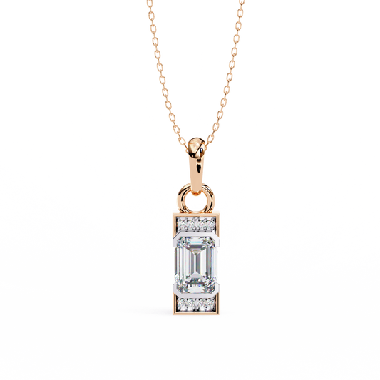 Emerald Cut Lab Grown Diamond Gold Pendant