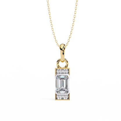 Emerald Cut Lab Grown Diamond Gold Pendant